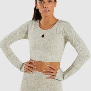 Gymshark Light Gray Long Sleeve Crop Top